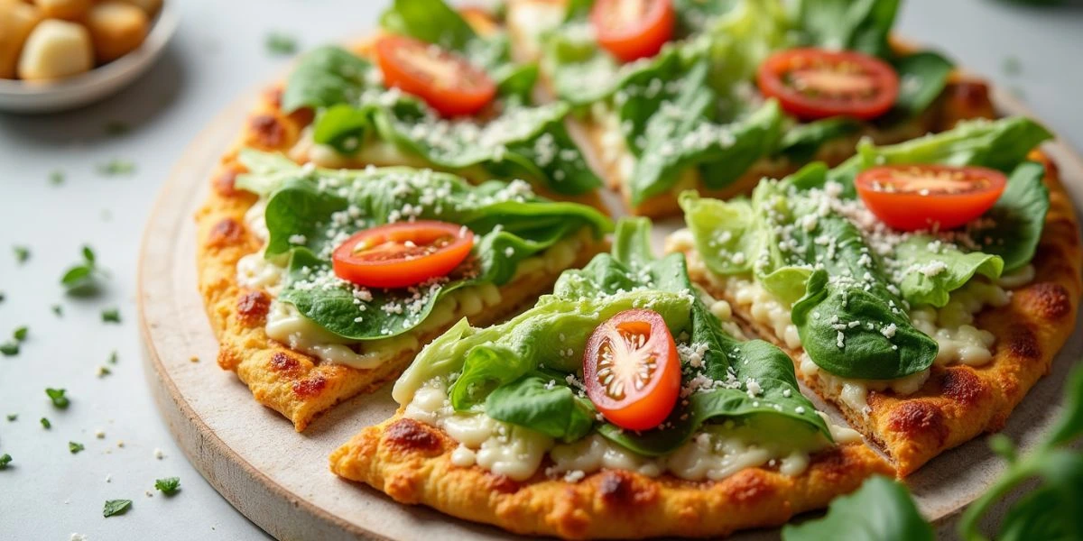 Chicken Crust Caesar Salad Pizza